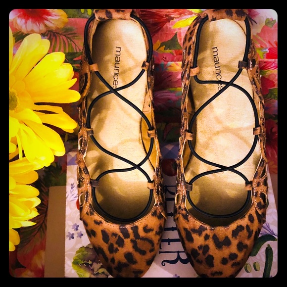 Maurices Shoes - Maurice’s Comfy 6M Flats Ballet Strap animal print